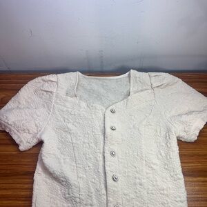 Chic Cream Button-Up Women's Blouse